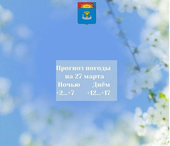 Прогноз погоды на 27 марта 2026 года