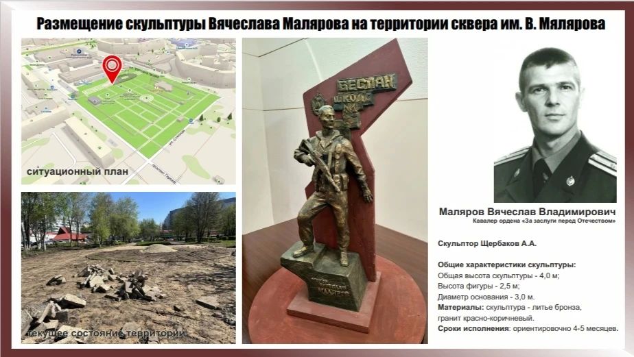 Принял решение направить половину своей месячной заработной платы на создание скульптуры Вячеславу Малярову