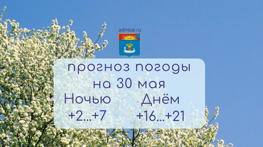 Прогноз погоды на 30 мая 2026 года
