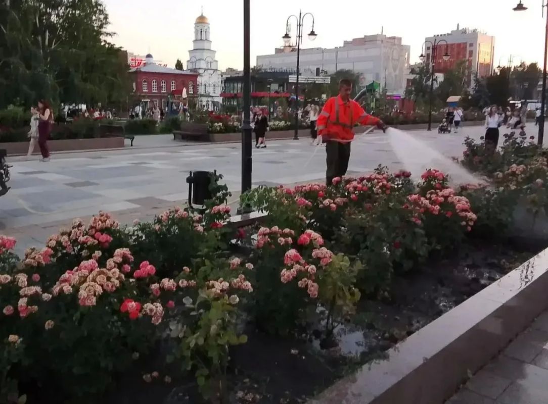 Уборка города. Коммунальные службы осуществляют уборку дорог и тротуаров, мойку остановок, уход за зелеными зонами, подбор мусора, а также ремонт дорожных знаков и ограждений Уборка города. Коммунальные службы осуществляют уборку дорог и тротуаров, мойку остановок, уход за зелеными зонами, подбор мусора, а также ремонт дорожных знаков и ограждений