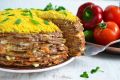 Вкусный печёночный торт с кабачками и морковью для быстрого перекуса