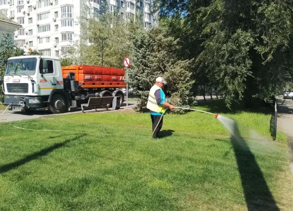 Уборка города. Коммунальные службы осуществляют уборку дорог и тротуаров, мойку и ремонт остановочных павильонов, уход за зелеными зонами, подбор мусора, а также ремонт дорожных знаков и ограждений Уборка города. Коммунальные службы осуществляют уборку дорог и тротуаров, мойку и ремонт остановочных павильонов, уход за зелеными зонами, подбор мусора, а также ремонт дорожных знаков и ограждений