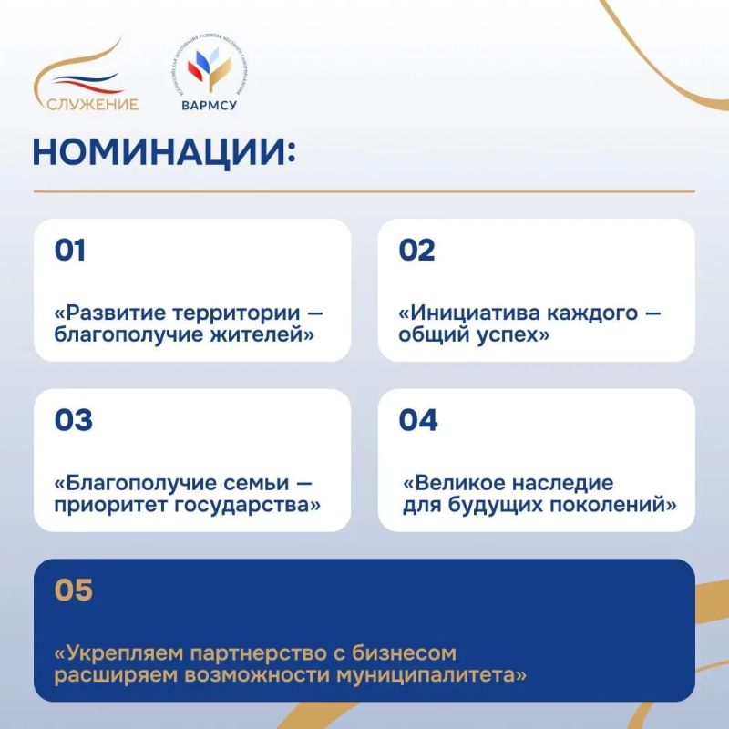 Стартовал прием заявок на IV Всероссийскую муниципальную премию «Служение» Стартовал прием заявок на IV Всероссийскую муниципальную премию «Служение»
