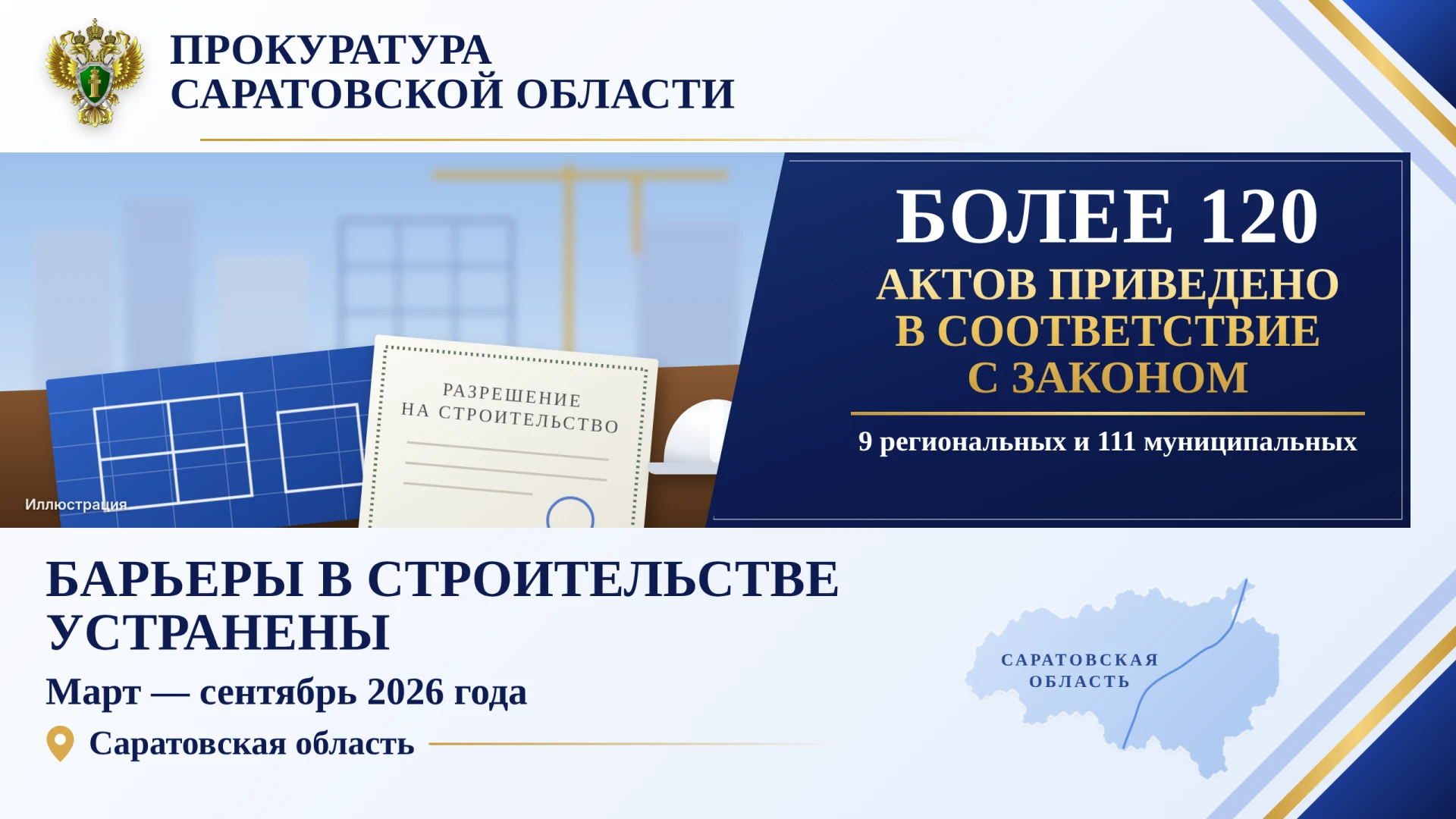 Прокуратура Саратовской области устранила административные барьеры в строительстве